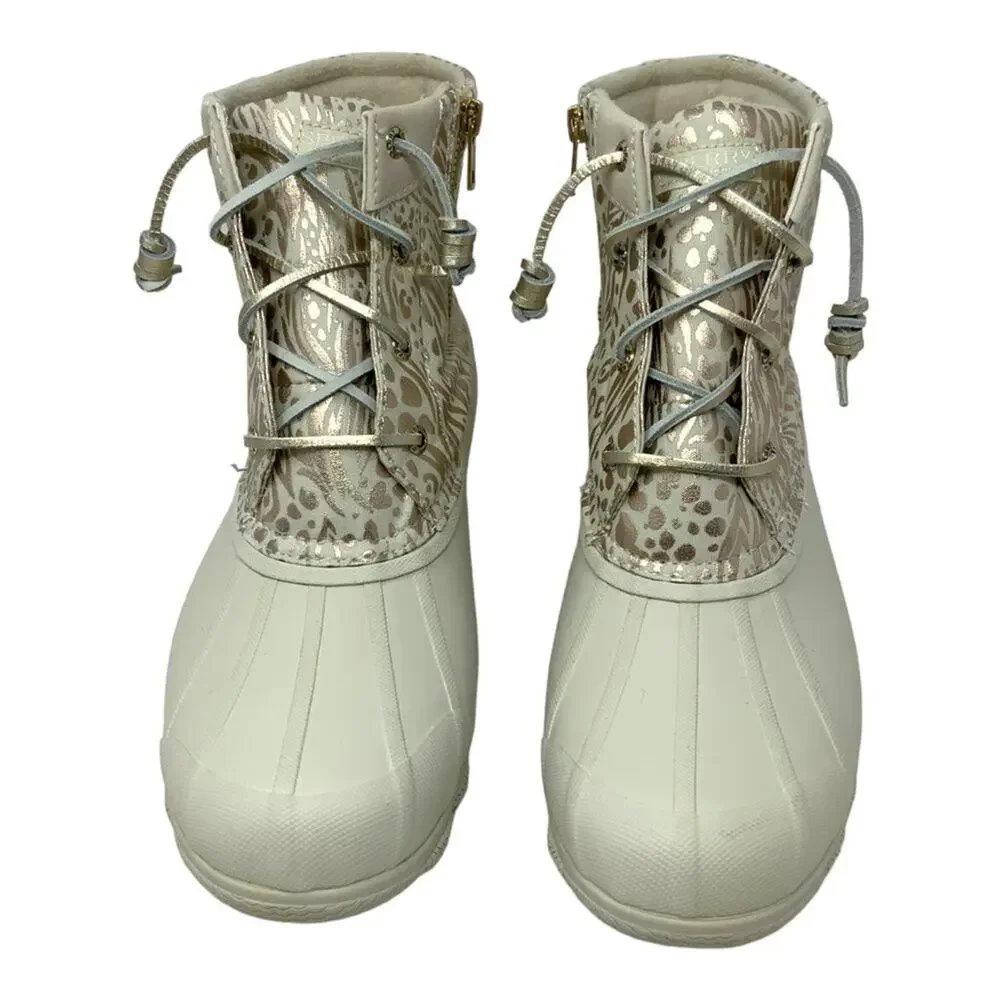 Sperry Saltwater Metallic Jacquard Duck Boot Size 10 NWT $110 MSRP